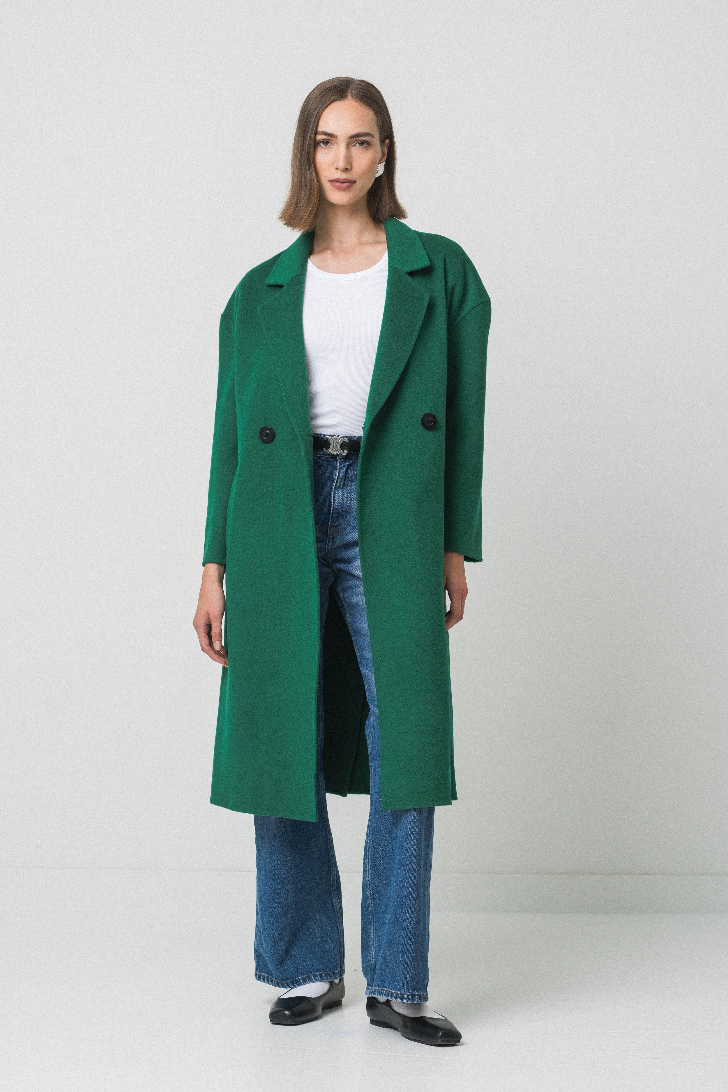 Sloan - Pure Cashmere Midi Wrap Coat - Black — Heather Lynn
